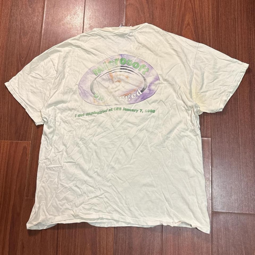 Vintage‎ 1998 Hanes Microsoft Unplugged White Shirt Size Mens XL